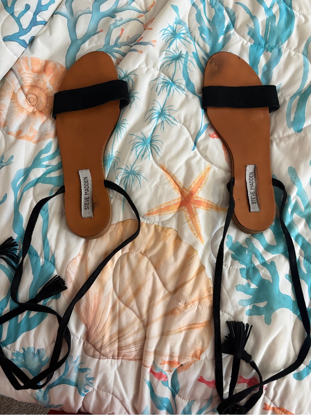Steve Madden Black Lace-Up Sandals